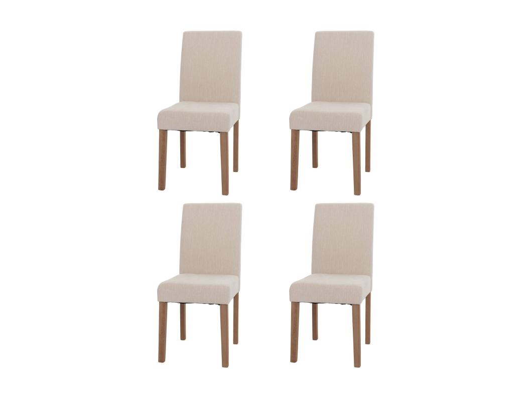 Cadeira de jantar Littau chenille (conjunto de 4),  creme, pernas de cor natural