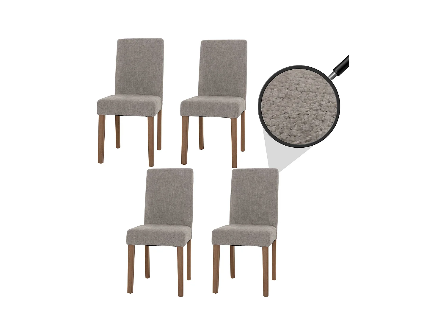 Chaise de salle à manger Littau Chenille (lot de 4),  gris clair, pieds couleur naturelle