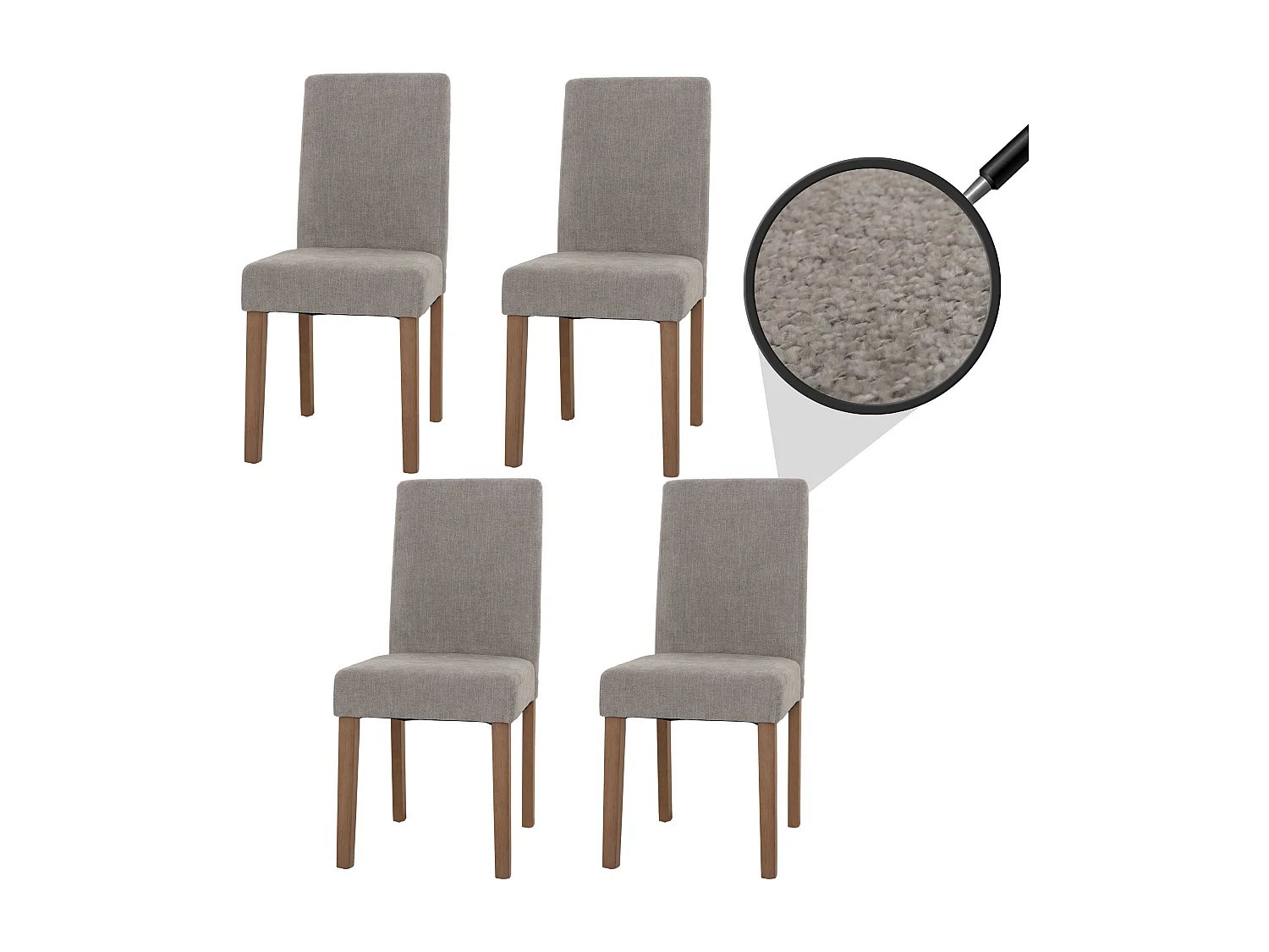 Eetkamerstoel Littau Chenille (set van 4),  lichtgrijs, naturelkleurige poten