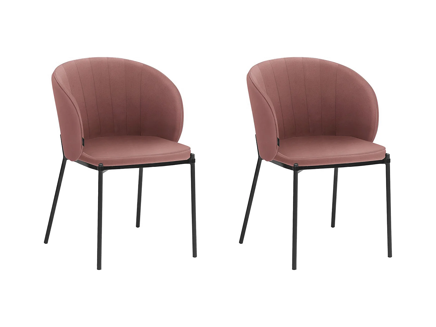 Keira | Fauteuil de salle à manger en velours rose, 2 pièces