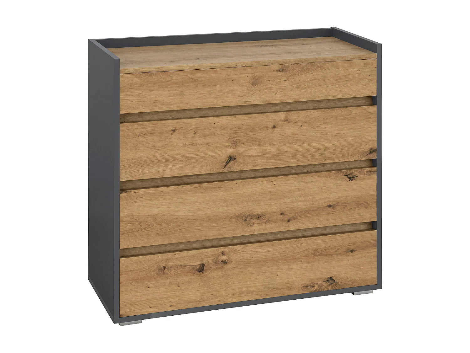 Kosmo|Commode avec 4 tiroirs en effet chêne anthracite