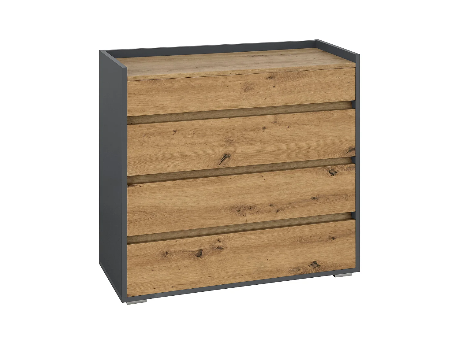 Kosmo|Commode avec 4 tiroirs en effet chêne anthracite
