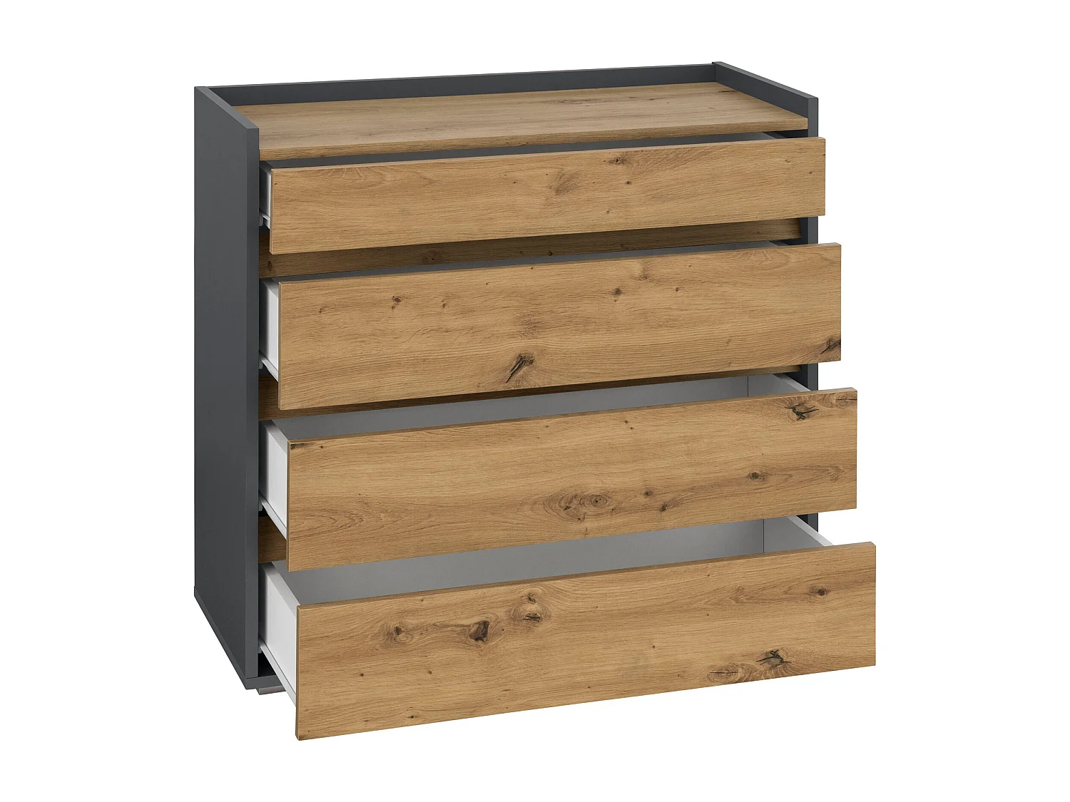 Kosmo|Commode avec 4 tiroirs en effet chêne anthracite