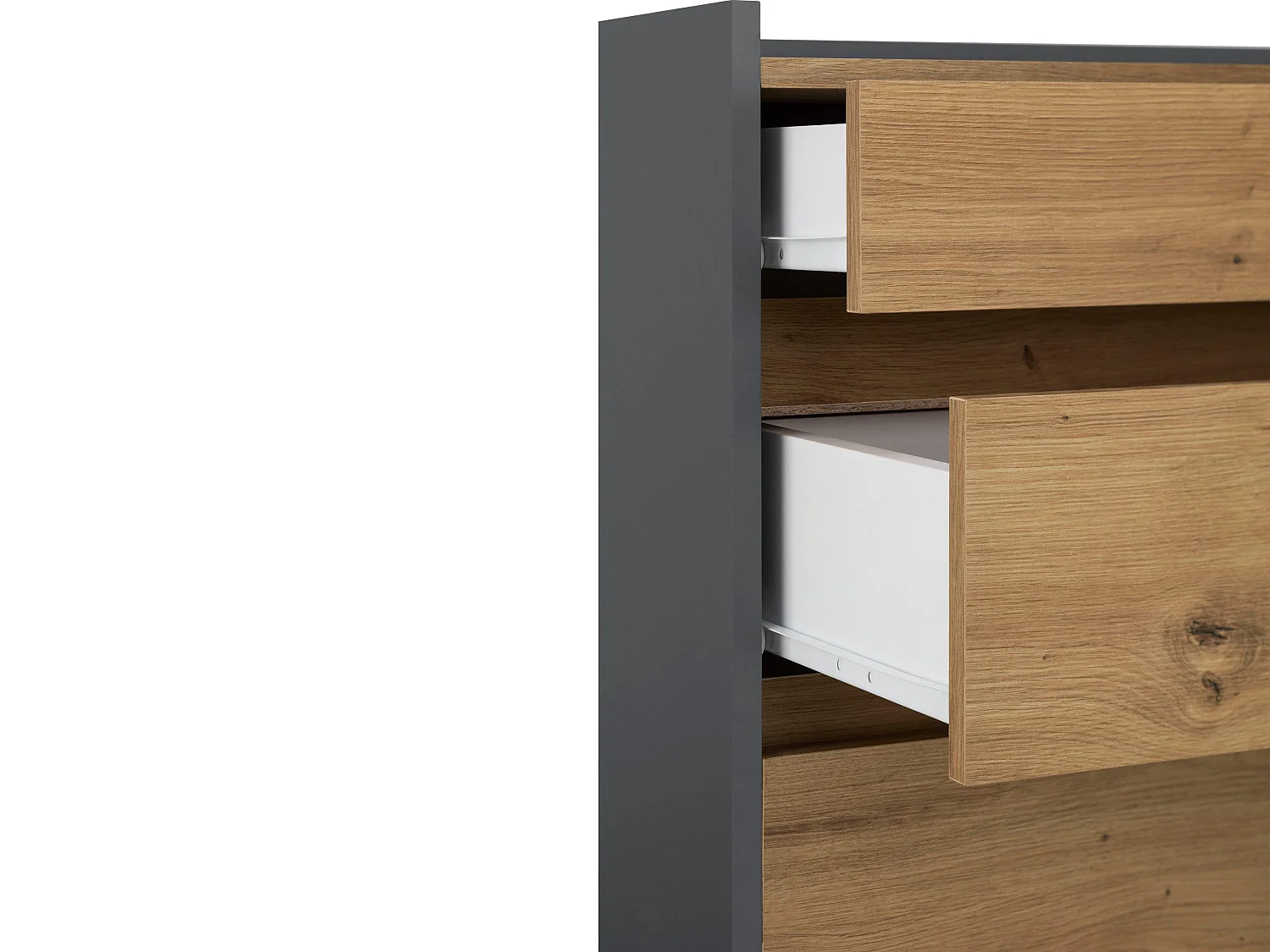 Kosmo|Commode avec 4 tiroirs en effet chêne anthracite