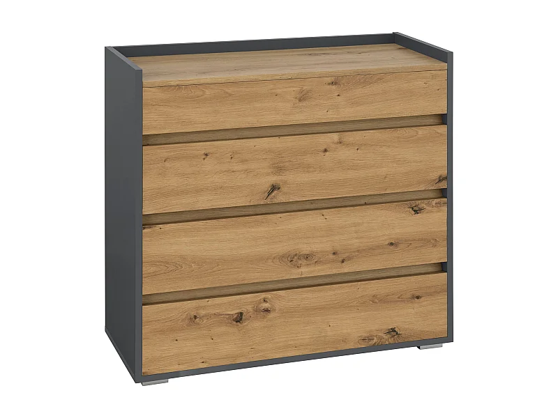 Kosmo|Commode avec 4 tiroirs en effet chêne anthracite