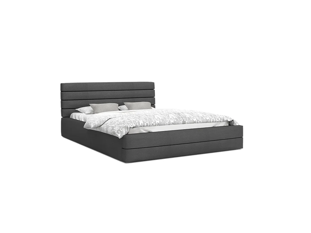 Lit coffre DALLAS 180 x 200 cm avec sommier à lattes relevable Gris Foncé