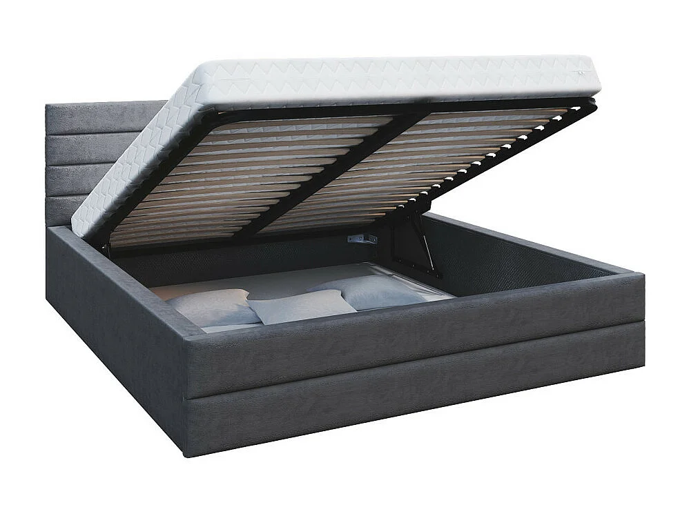 Lit coffre DALLAS 180 x 200 cm avec sommier à lattes relevable Gris Foncé