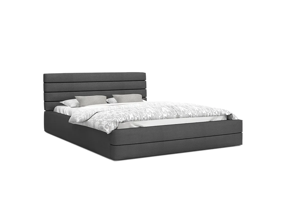 Lit coffre DALLAS 180 x 200 cm avec sommier à lattes relevable Gris Foncé