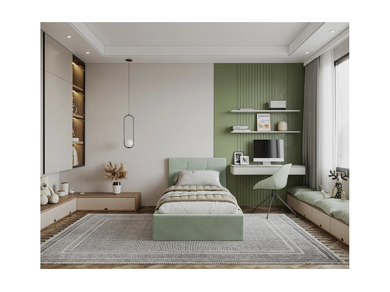 Lit coffre Vegas 90 x 200 cm  avec sommier à lattes relevable Mint