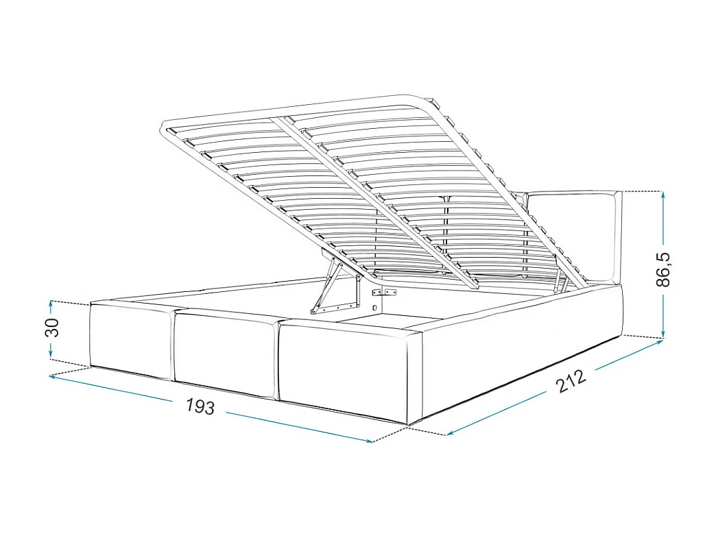 Lit coffre Tulum 180 x 200 cm avec sommier à lattes relevable Misty Rose