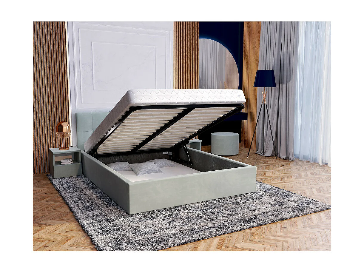 Lit coffre Vegas 180 x 200 cm avec sommier à lattes relevable Mint