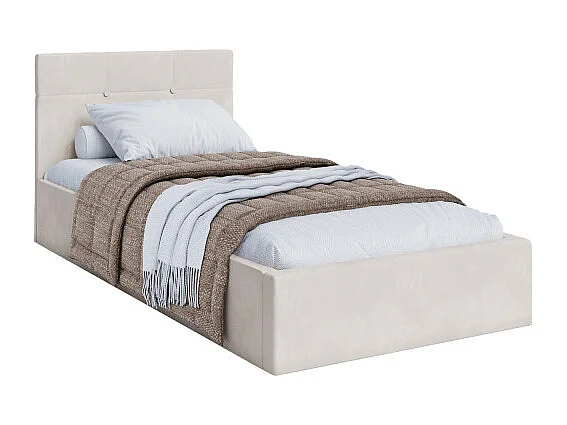 Lit coffre Vegas 90 x 200 cm  avec sommier à lattes relevable Beige