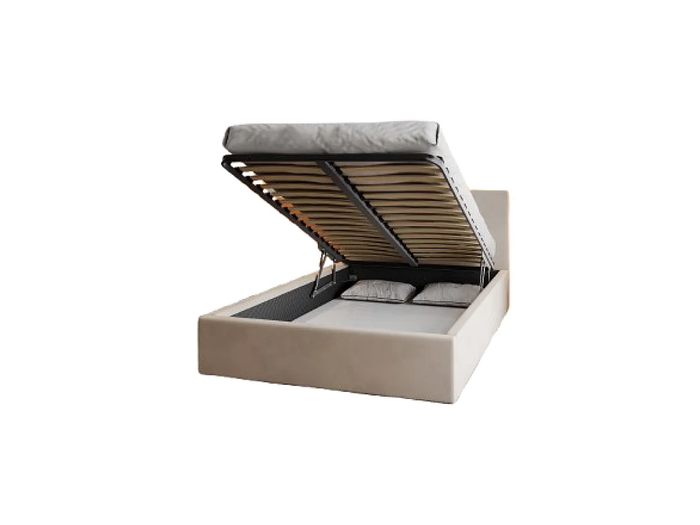 Lit coffre Vegas 120 x 200 cm  avec sommier à lattes relevable Beige