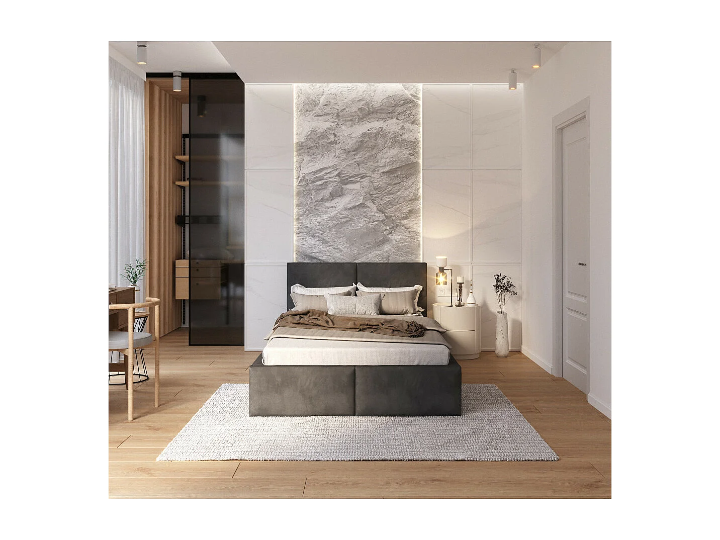 Lit coffre Tulum 120 x 200 cm avec sommier à lattes relevable Gris Foncé