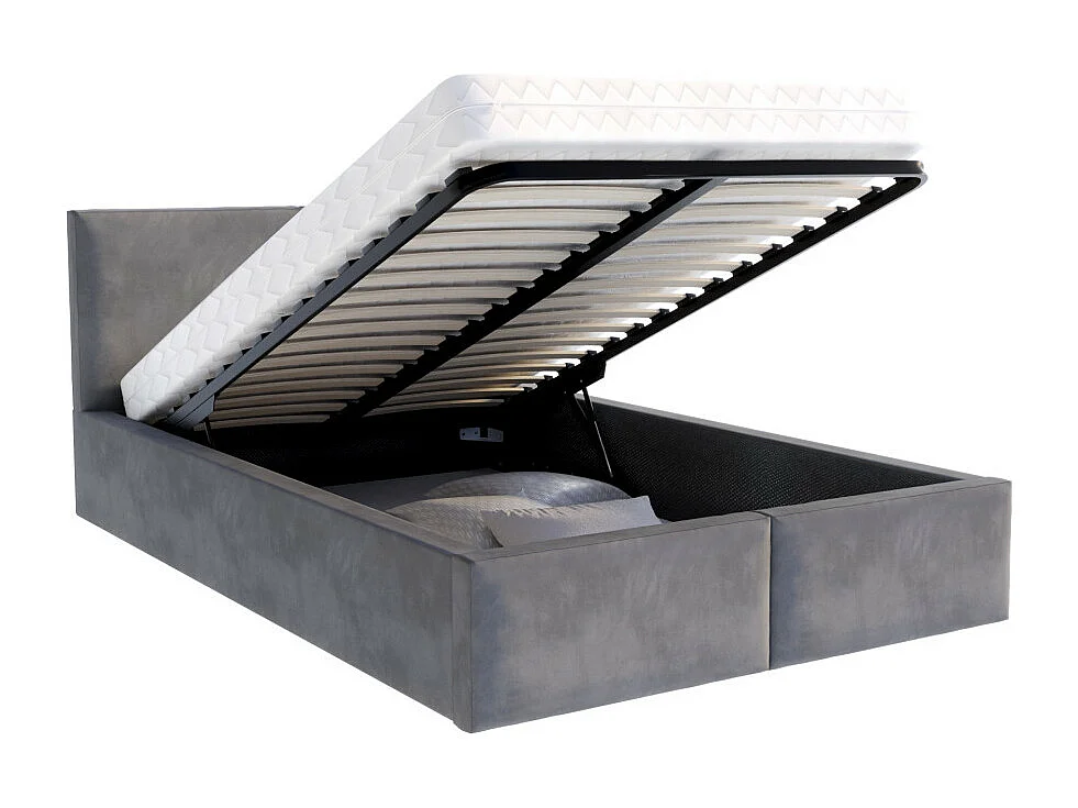 Lit coffre Tulum 120 x 200 cm avec sommier à lattes relevable Gris Foncé