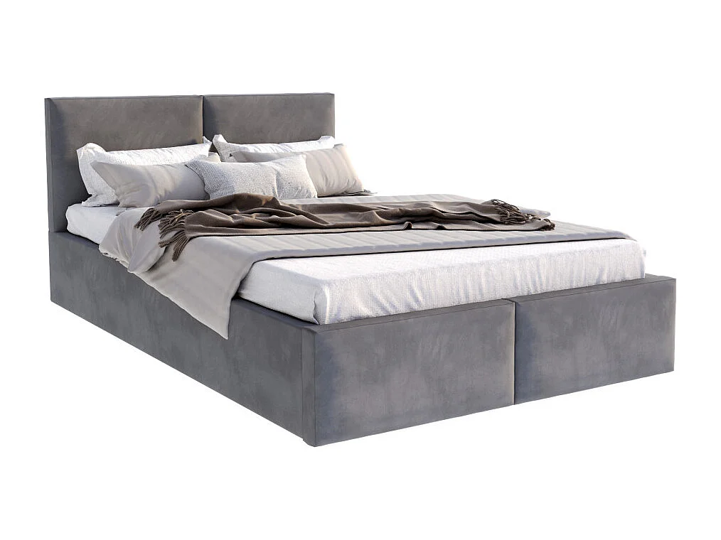 Lit coffre Tulum 120 x 200 cm avec sommier à lattes relevable Gris Foncé