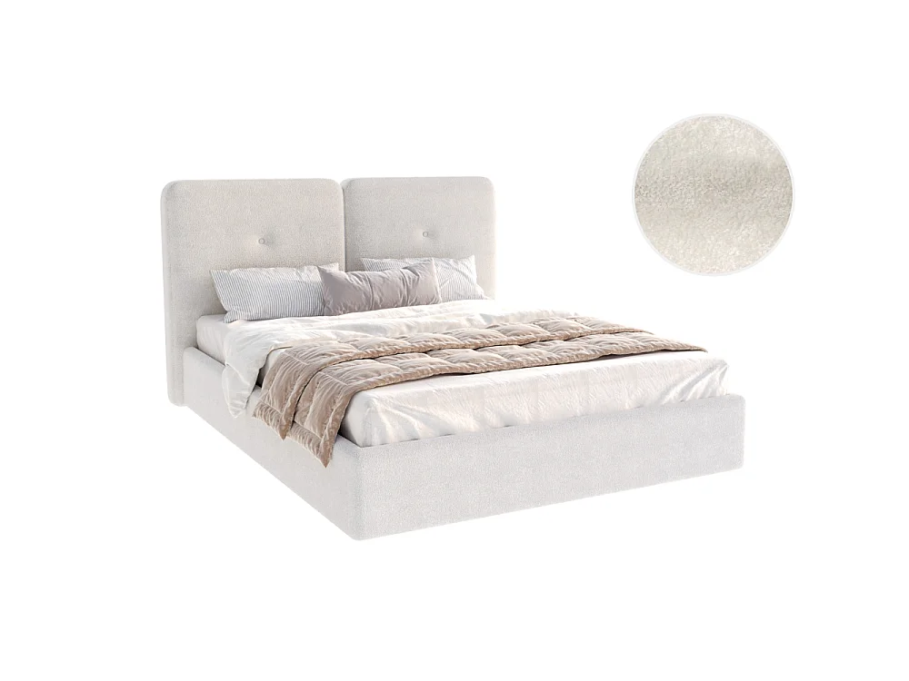 Lit coffre Bedretti 140 x 190 cm - Tissu cleo - sommier à lattes relevable Blanc