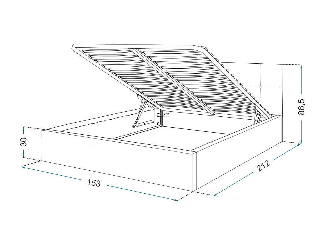 Lit coffre Vegas 140 x 200 cm  avec sommier à lattes relevable Beige