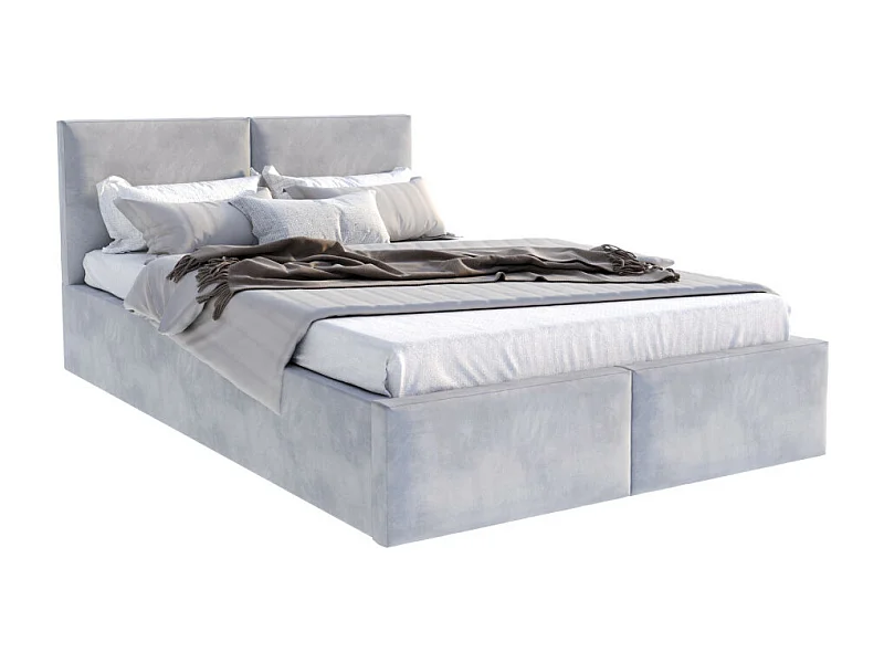 Lit coffre Tulum 120 x 200 cm avec sommier à lattes relevable Gris Clair