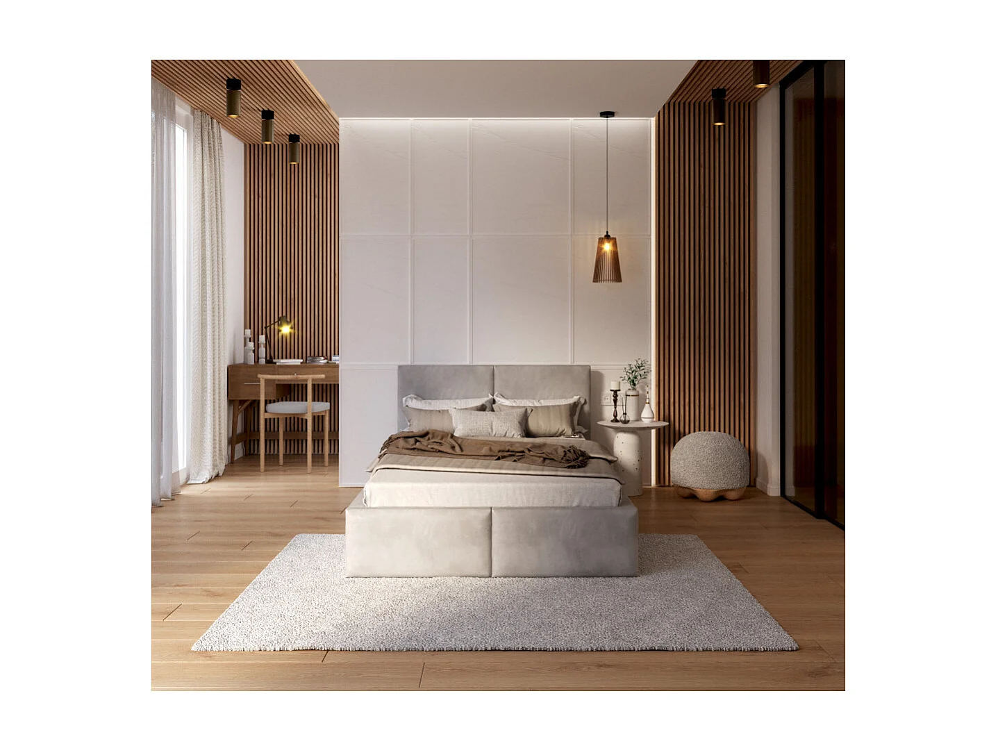 Lit coffre Tulum 120 x 200 cm avec sommier à lattes relevable Gris Clair