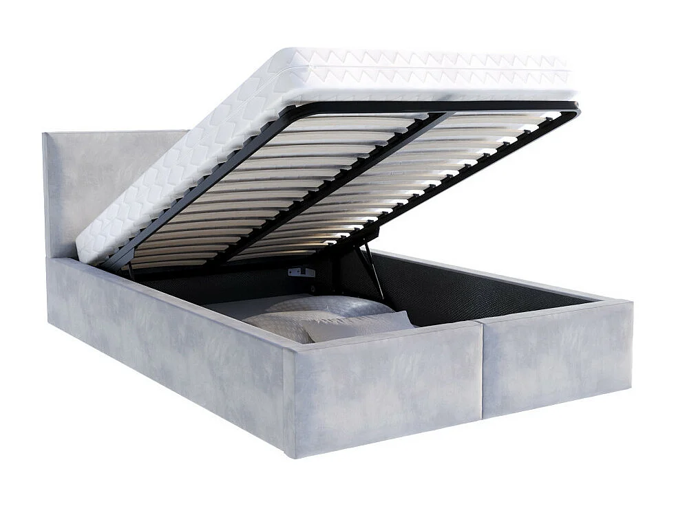 Lit coffre Tulum 120 x 200 cm avec sommier à lattes relevable Gris Clair