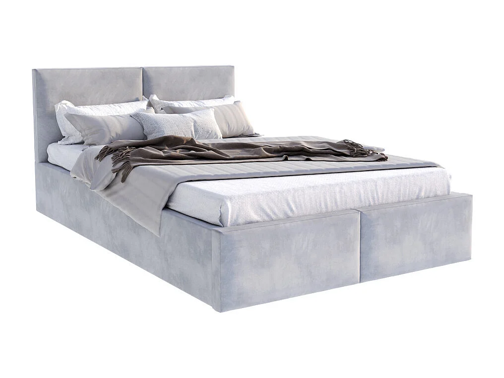 Lit coffre Tulum 120 x 200 cm avec sommier à lattes relevable Gris Clair