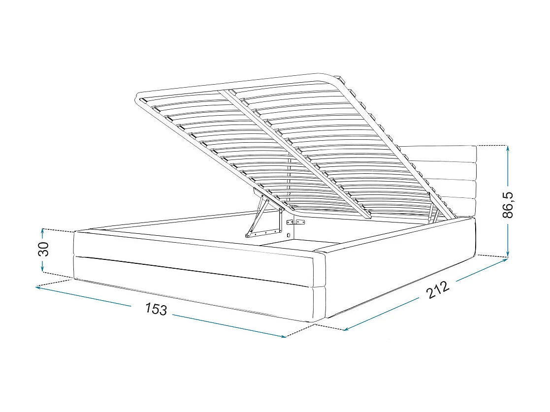 Lit coffre DALLAS 140 x 200 cm avec sommier à lattes relevable Beige