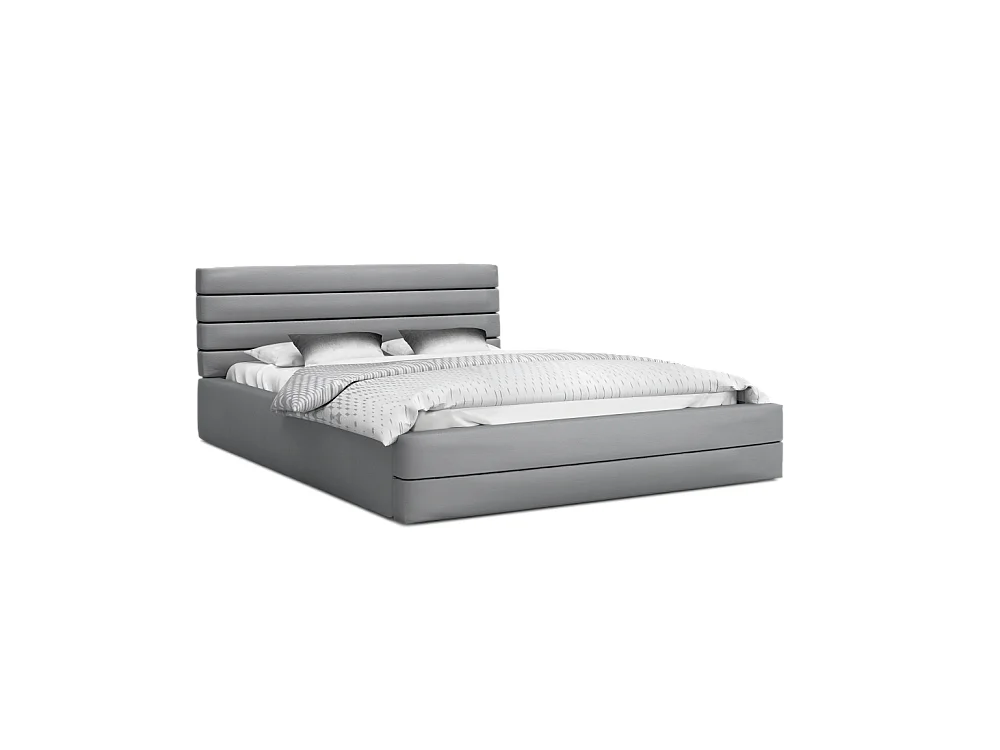 Lit coffre DALLAS 140 x 200 cm avec sommier à lattes relevable Gris Clair