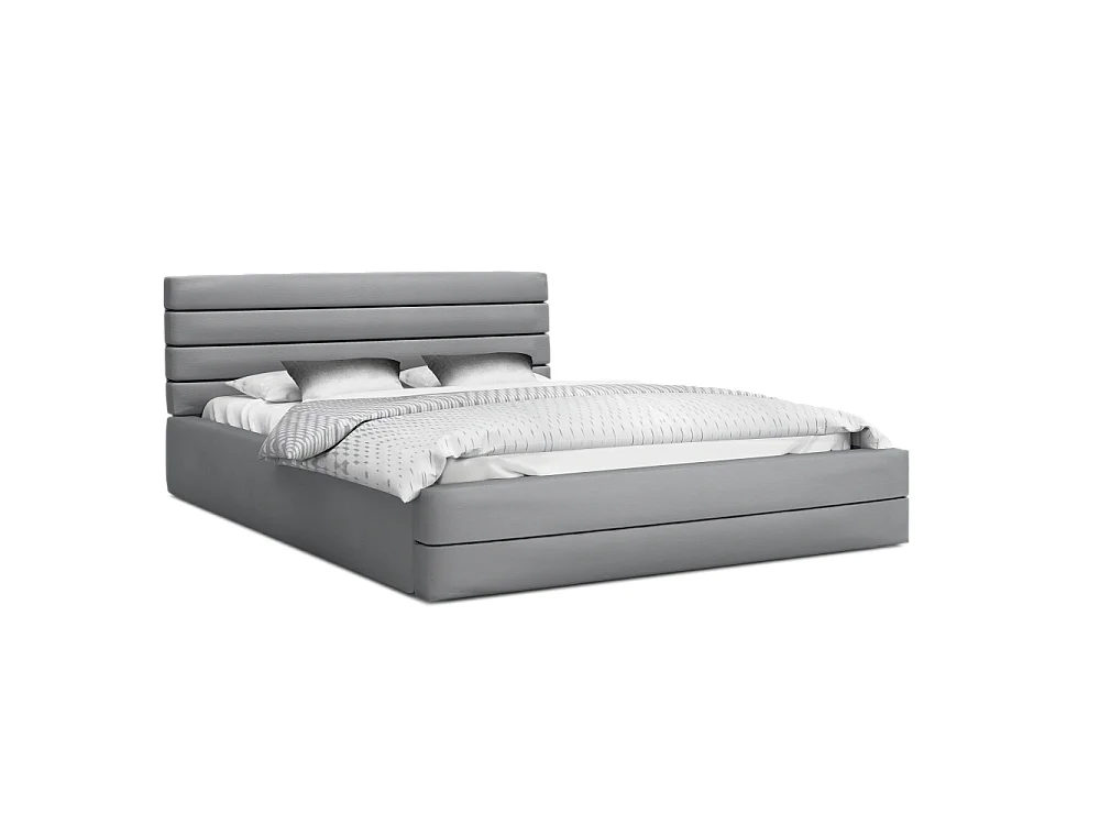 Lit coffre DALLAS 140 x 200 cm avec sommier à lattes relevable Gris Clair