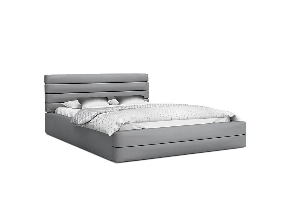 Lit coffre DALLAS 140 x 200 cm avec sommier à lattes relevable Gris Clair