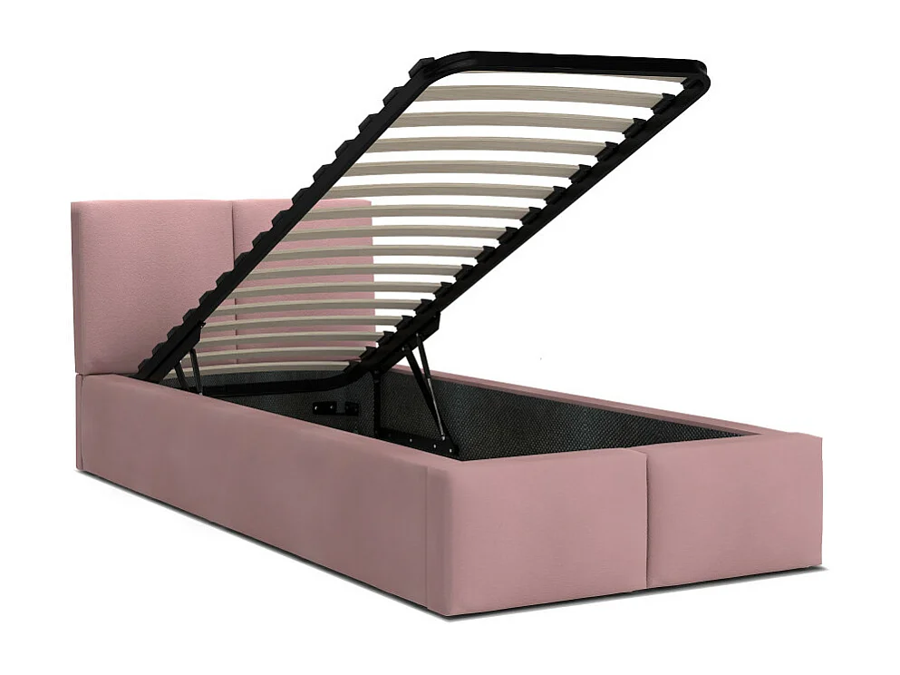 Lit coffre Tulum 90 x 200 cm avec sommier à lattes relevable Misty Rose