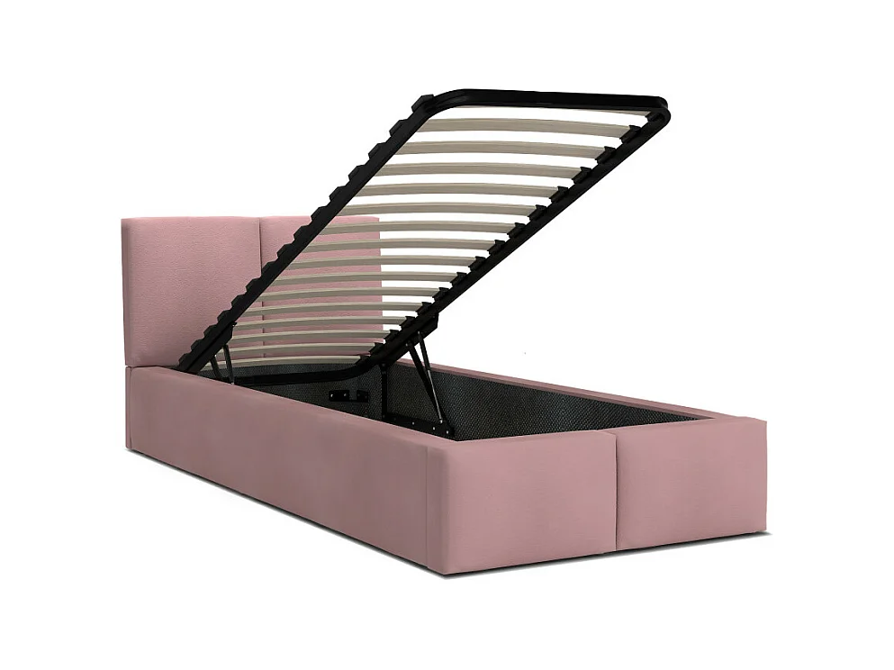 Lit coffre Tulum 90 x 200 cm avec sommier à lattes relevable Misty Rose