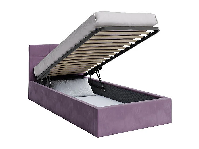 Lit coffre Vegas 90 x 200 cm  avec sommier à lattes relevable Violet