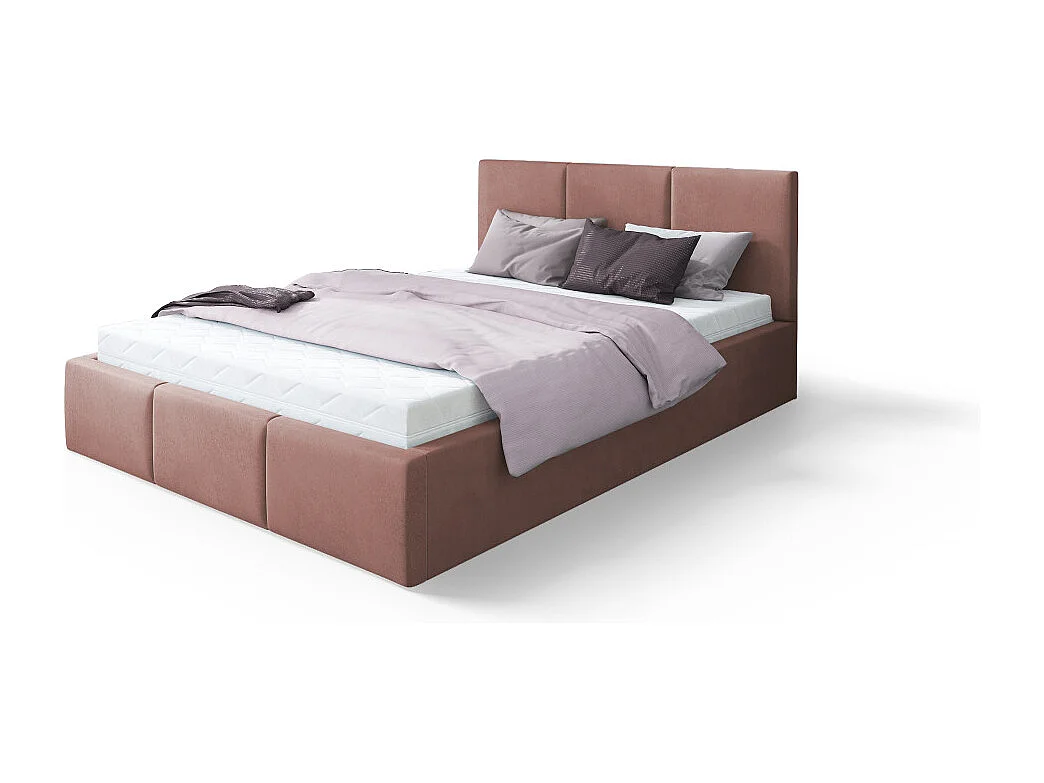 Lit coffre Tulum 140 x 200 cm avec sommier à lattes relevable Misty Rose