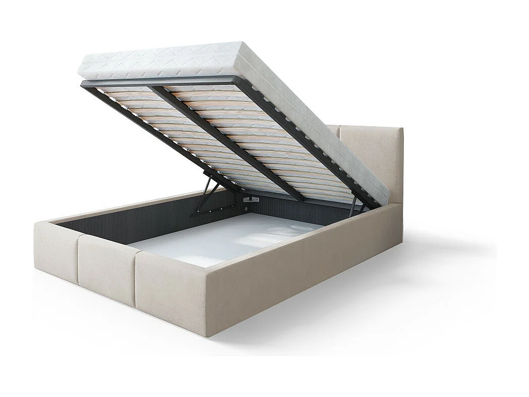 Lit coffre Tulum 180 x 200 cm avec sommier à lattes relevable Beige