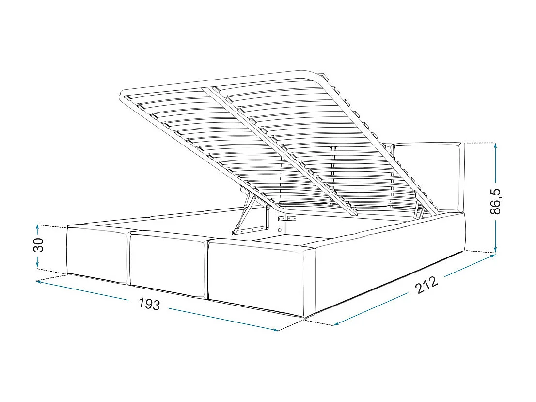 Lit coffre Tulum 180 x 200 cm avec sommier à lattes relevable Beige