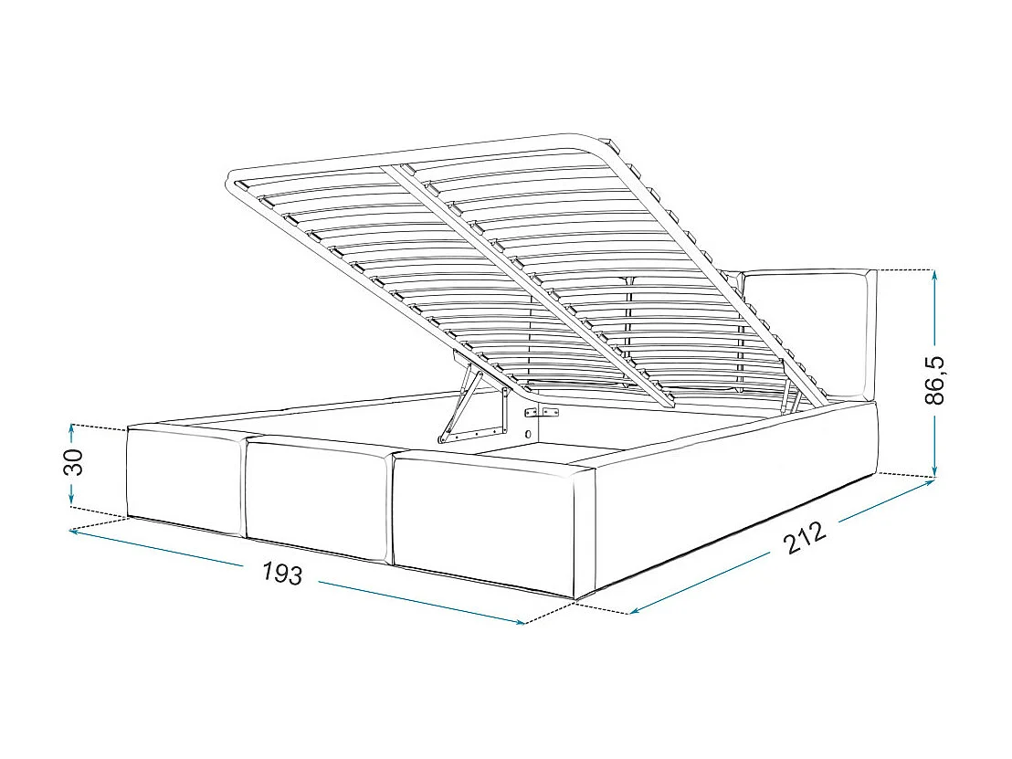 Lit coffre Tulum 180 x 200 cm avec sommier à lattes relevable Beige