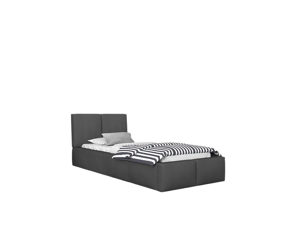 Lit coffre Tulum 90 x 200 cm avec sommier à lattes relevable Gris Foncé