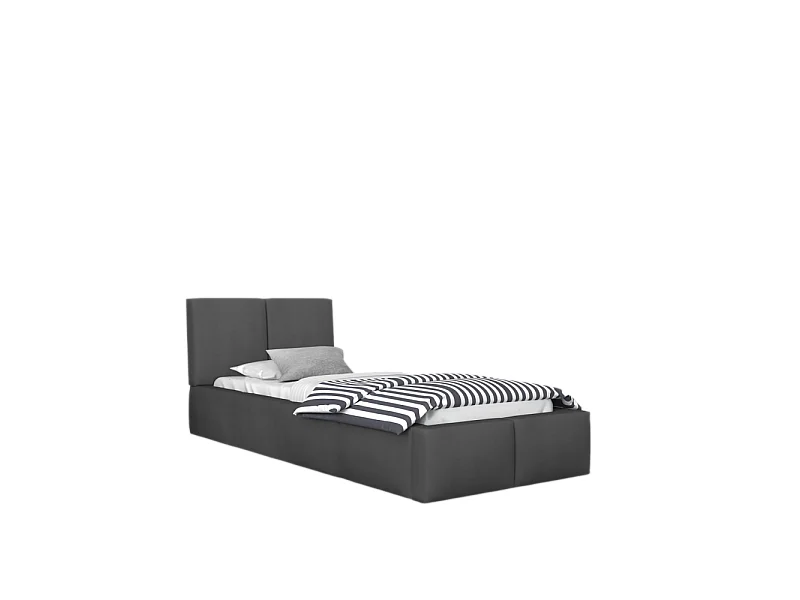 Lit coffre Tulum 90 x 200 cm avec sommier à lattes relevable Gris Foncé