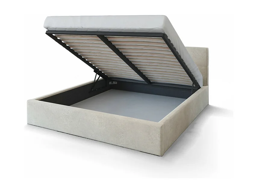 Lit coffre Vegas 180 x 200 cm avec sommier à lattes relevable Beige