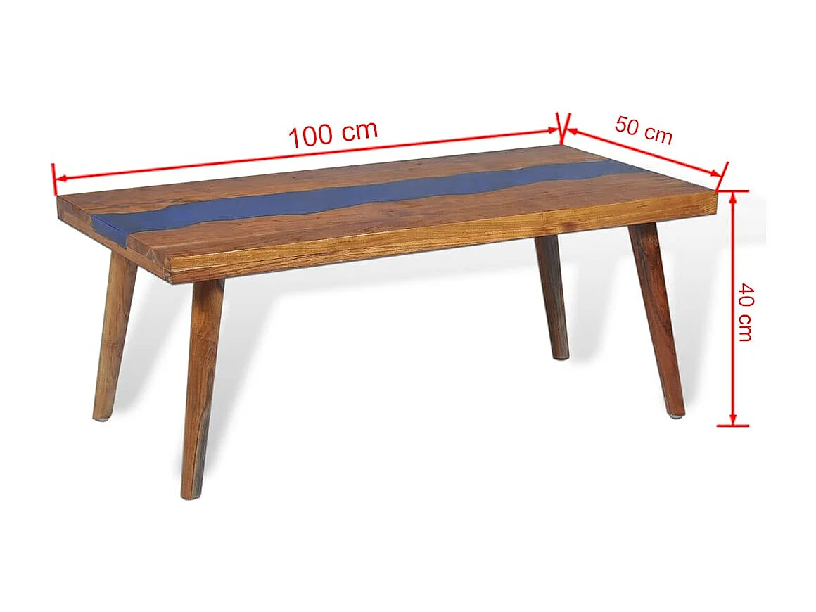 Salontafel 100x50x40 cm teakhout hars