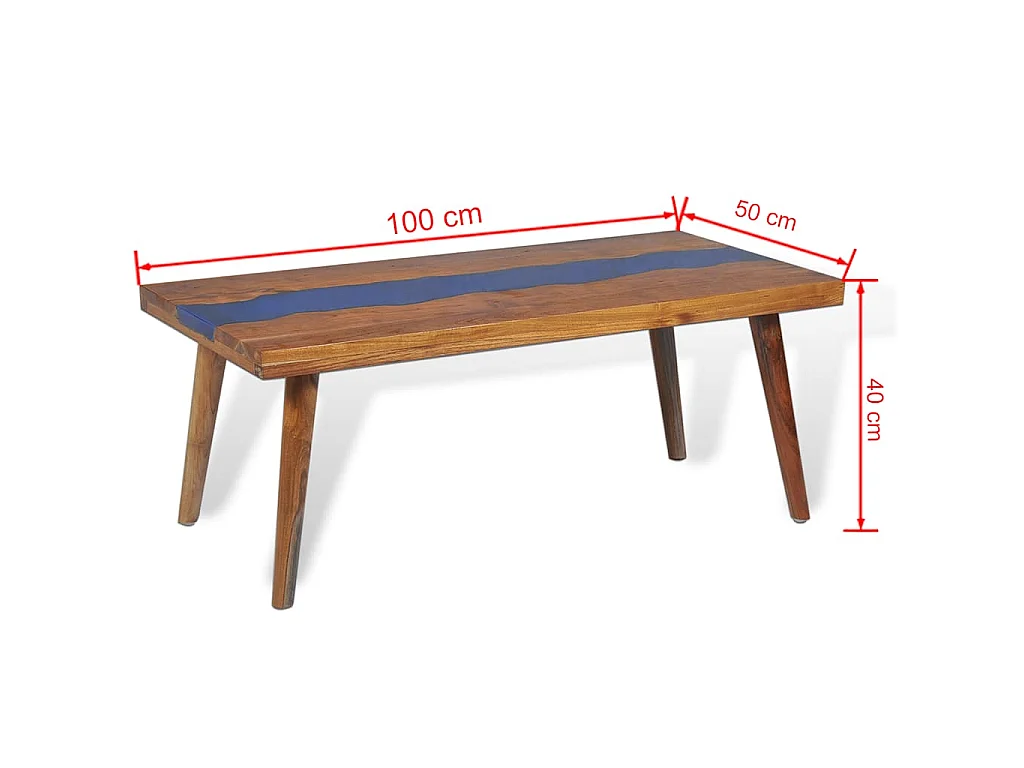 Couchtisch Teak Harz 100x50x40 cm