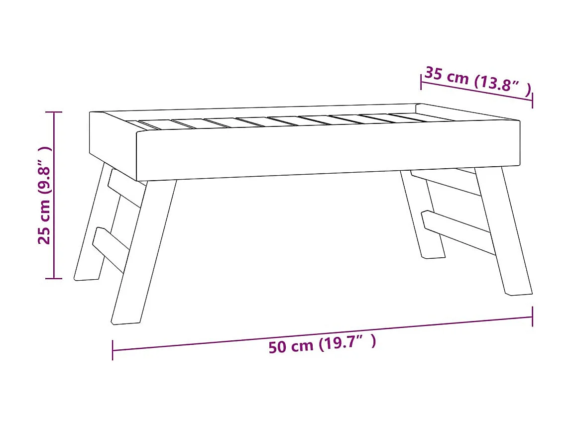 Klapptablett 55x35x25 cm Massivholz Teak