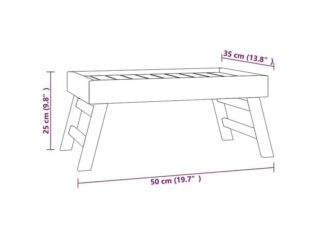 Plateau pliable 55x35x25 cm Bois de teck massif