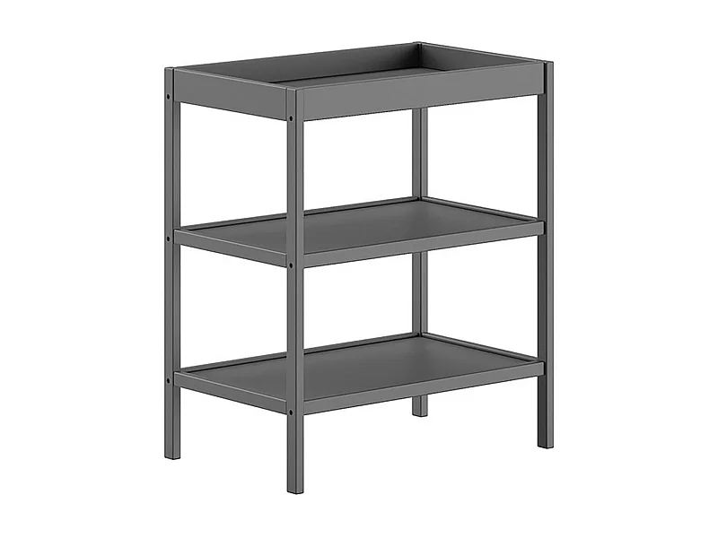 ELIOTT - Table à Langer avec Tablettes en Hêtre Massif Laqué Anthracite