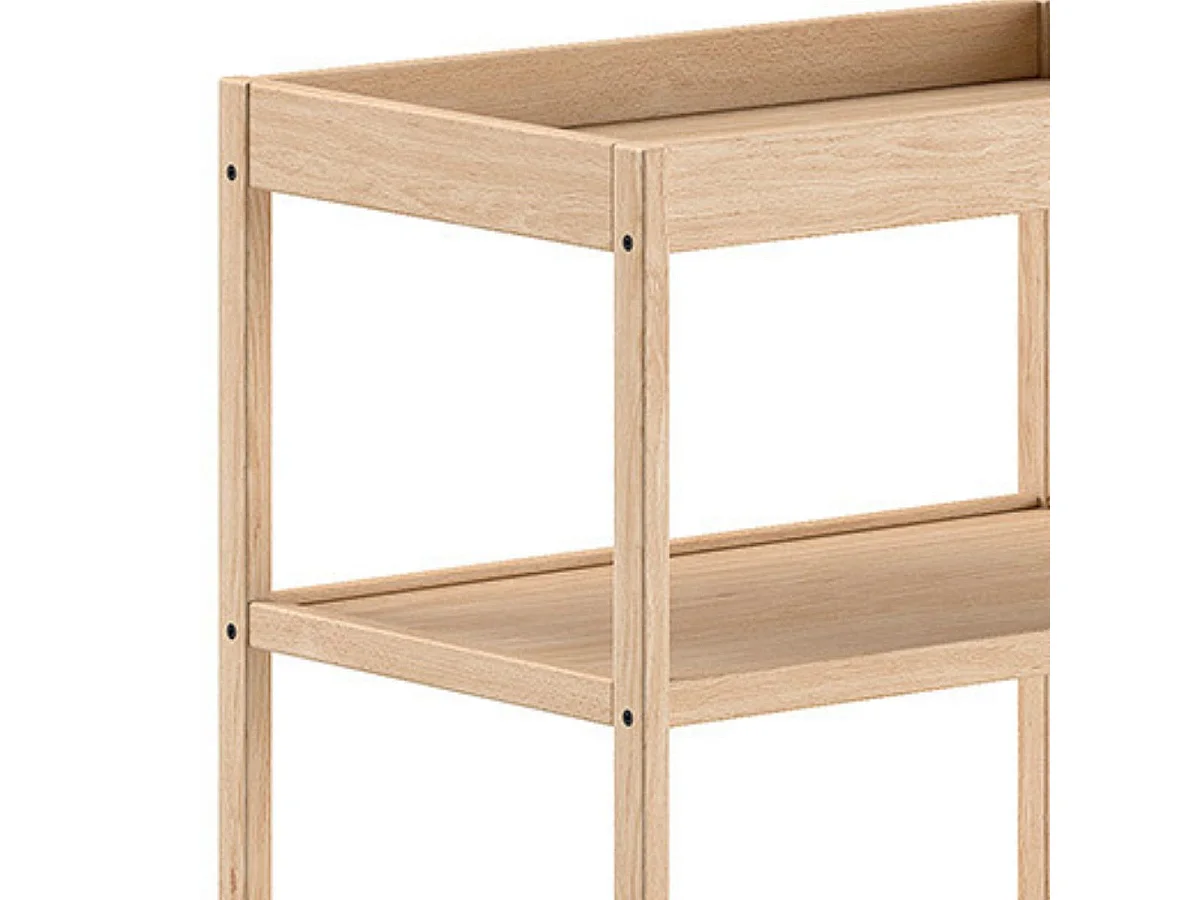ELIOTT - Table à Langer avec Tablettes en Hêtre Massif Vernis Naturel