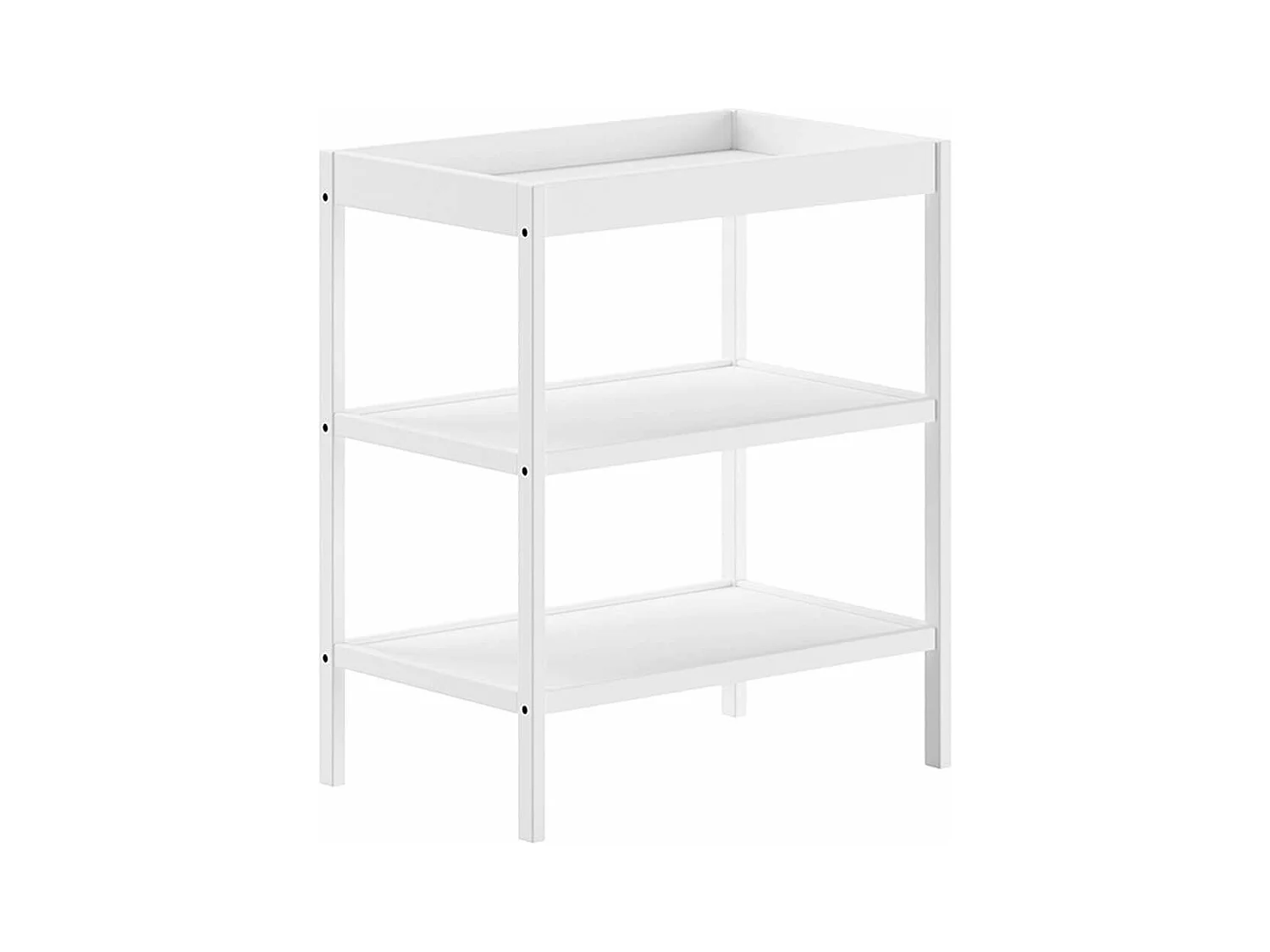 ELIOTT - Table à Langer avec Tablettes en Hêtre Massif Laqué Blanc