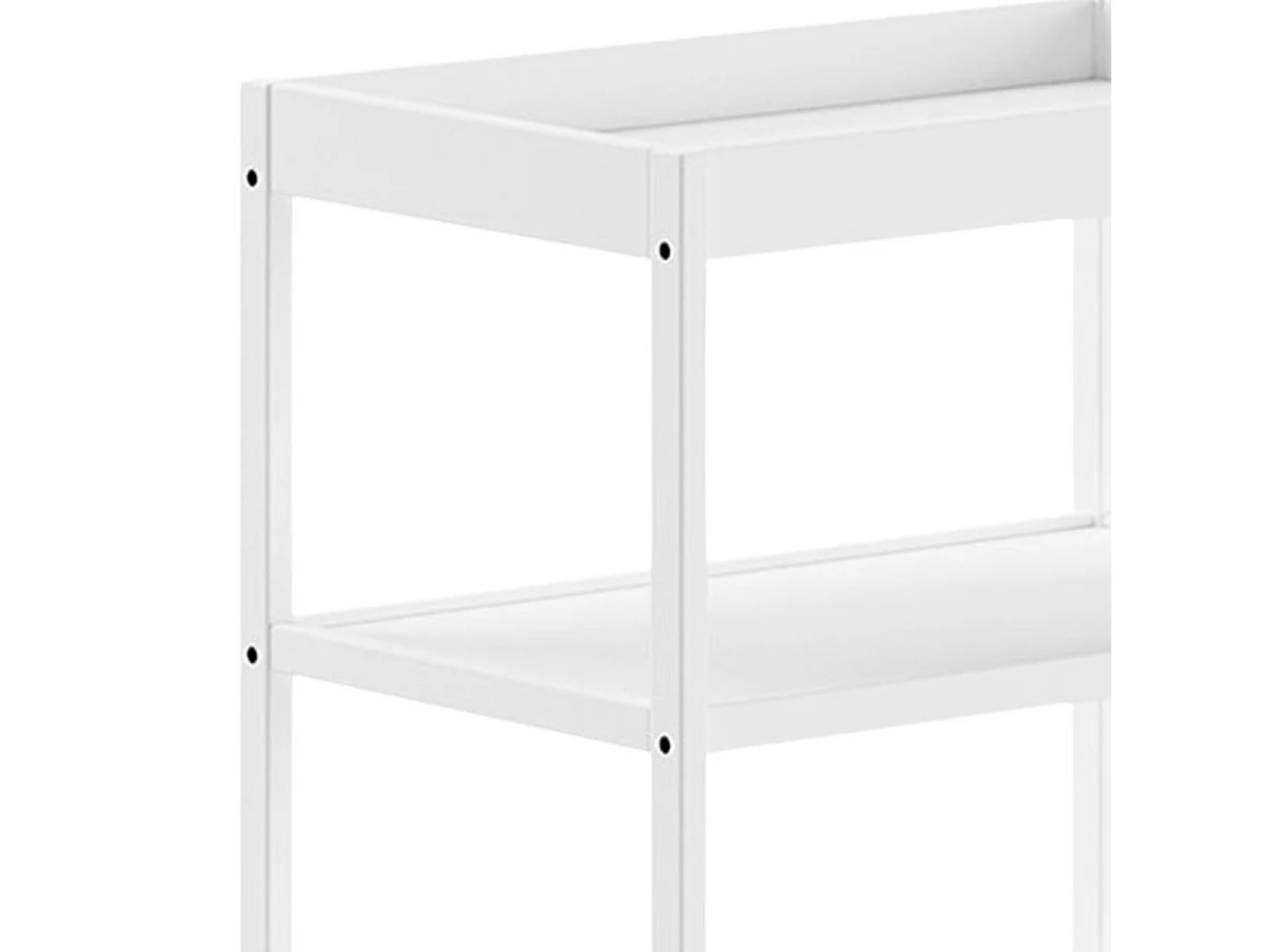 ELIOTT - Table à Langer avec Tablettes en Hêtre Massif Laqué Blanc