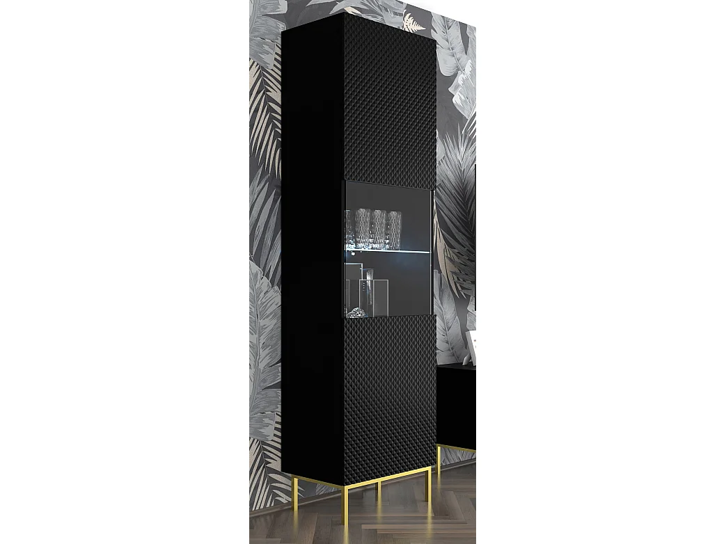 Vetrina Ravenna C 1DS 60 cm nero lucido con cornice