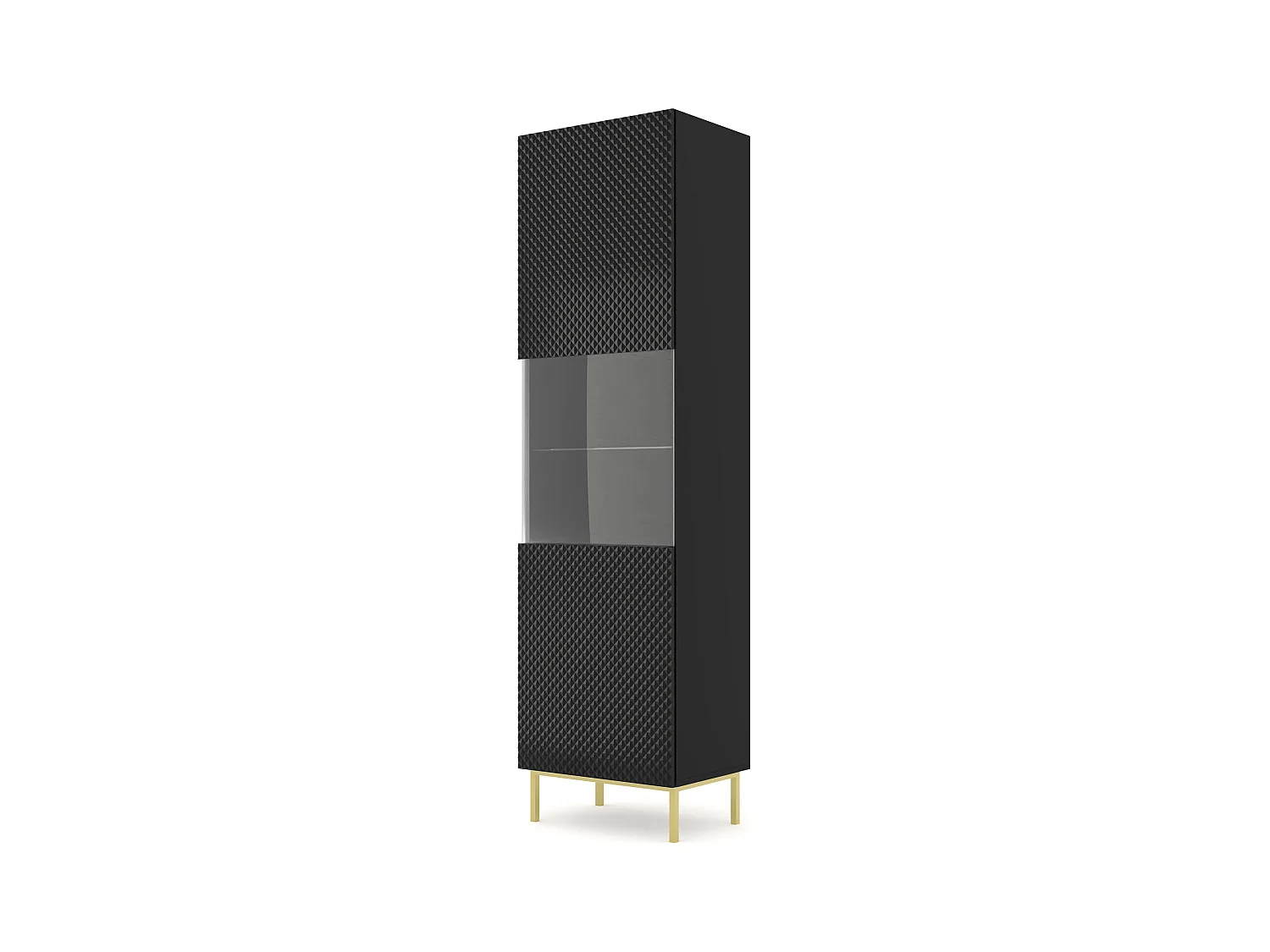 Vitrine  Ravenna C 1DS 60 cm noir brillant avec cadre